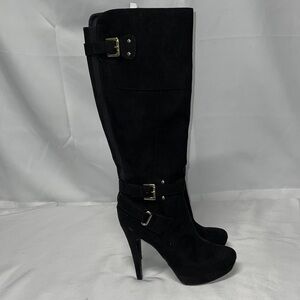 G by Guess Black High Heel Tall Boot Destynn2 Faux Suede size 8 1/2